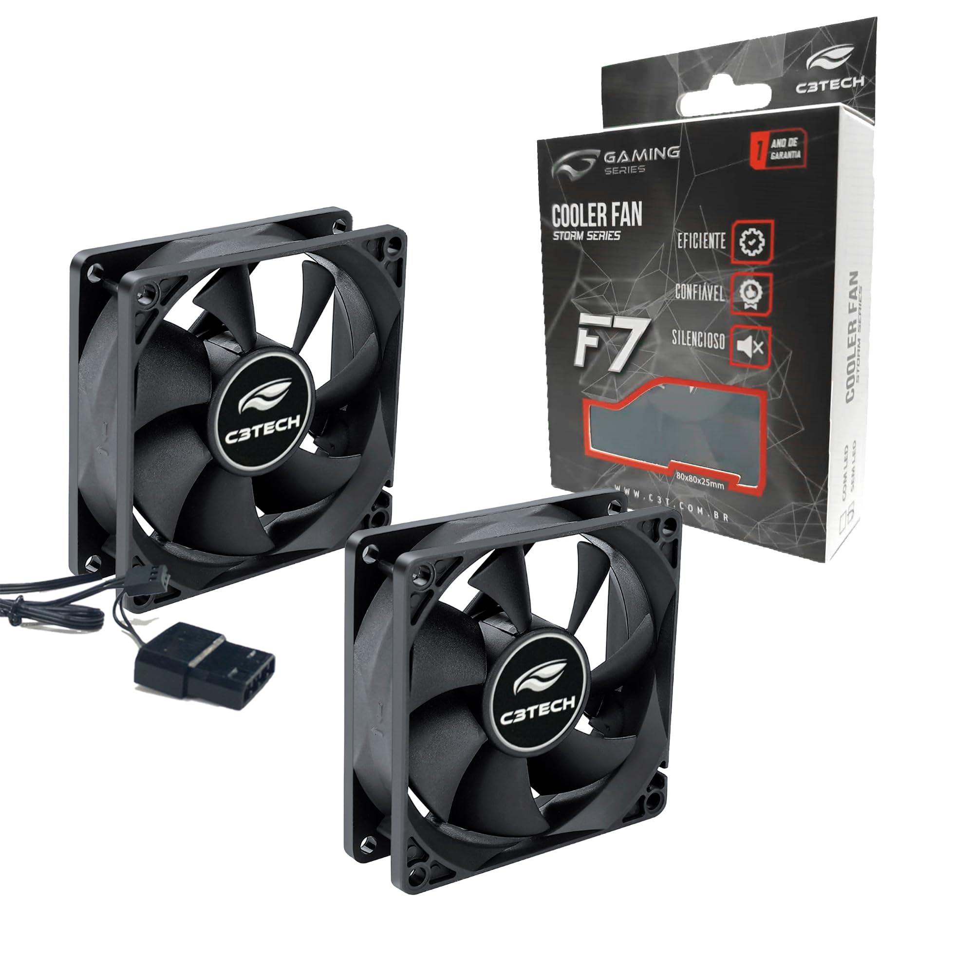 Cooler Fan 80mm C3tech 2200rpm Ventoinha para Gabinete 8cm Preto